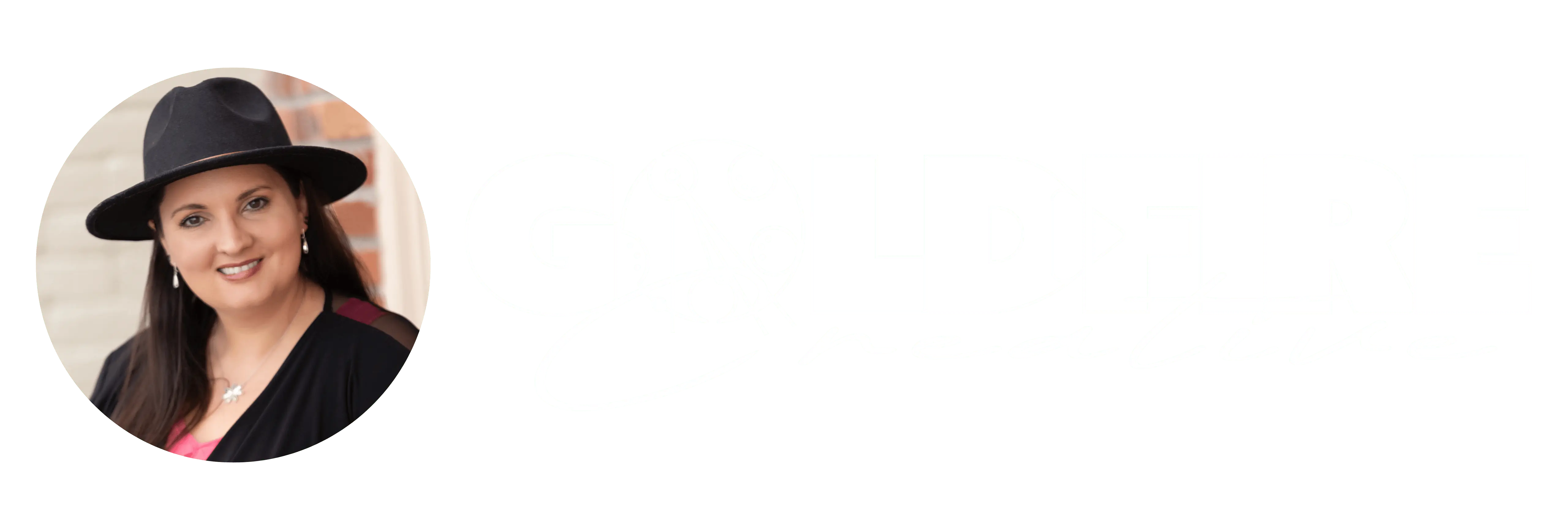 headshot and logo text